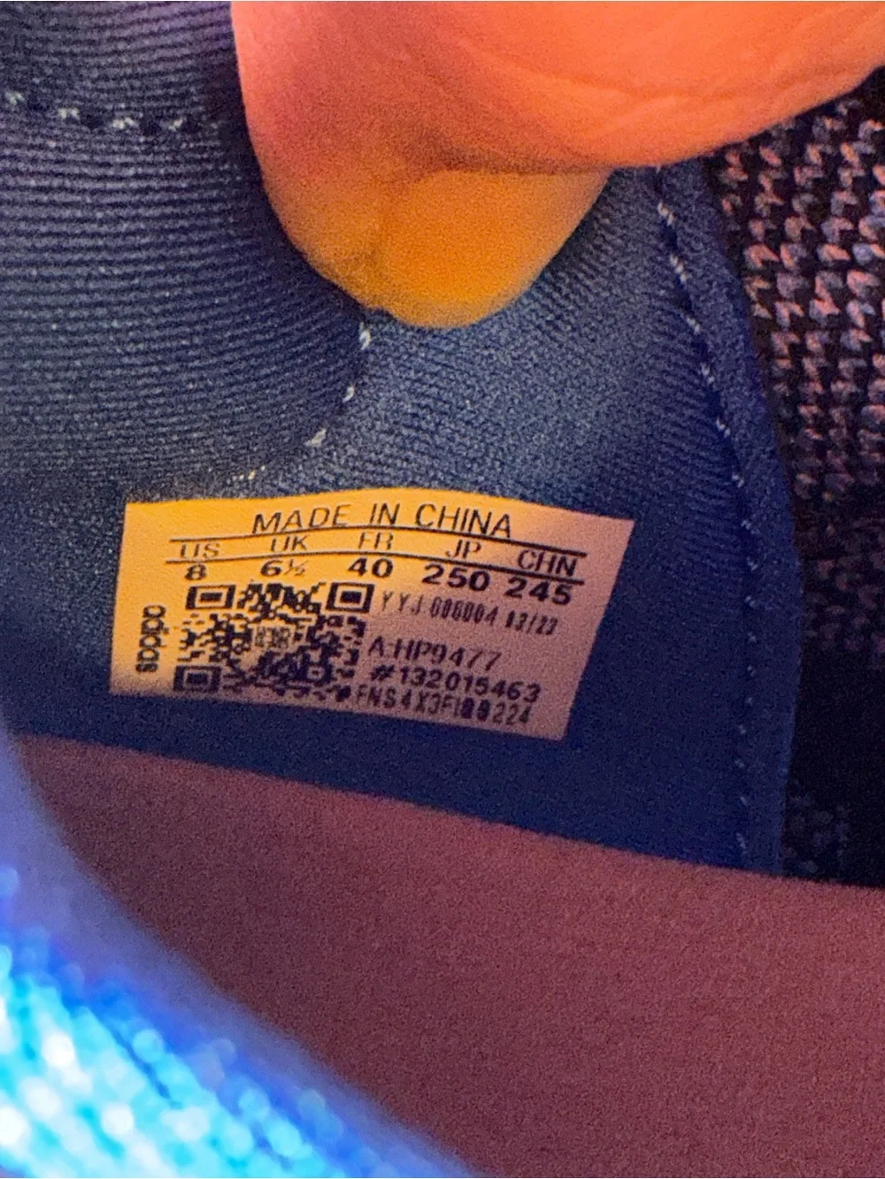 adidas  Blue Knit Running Sneakers with White Three Stripes
